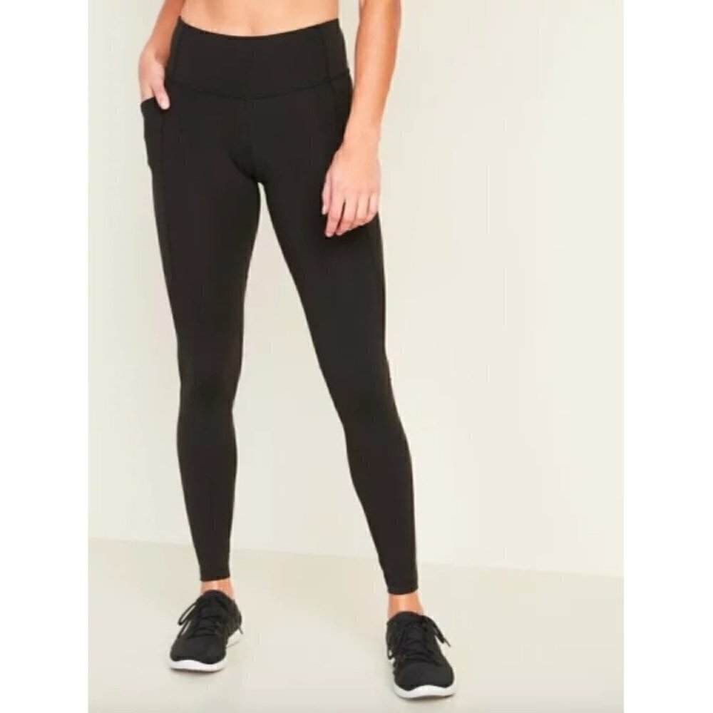 Old Navy Go Dry Black Mesh Leg Athletic Leggings S